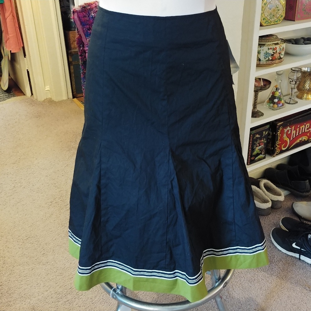 RB Collection Skirt Cotton Skirt Black Green NWT